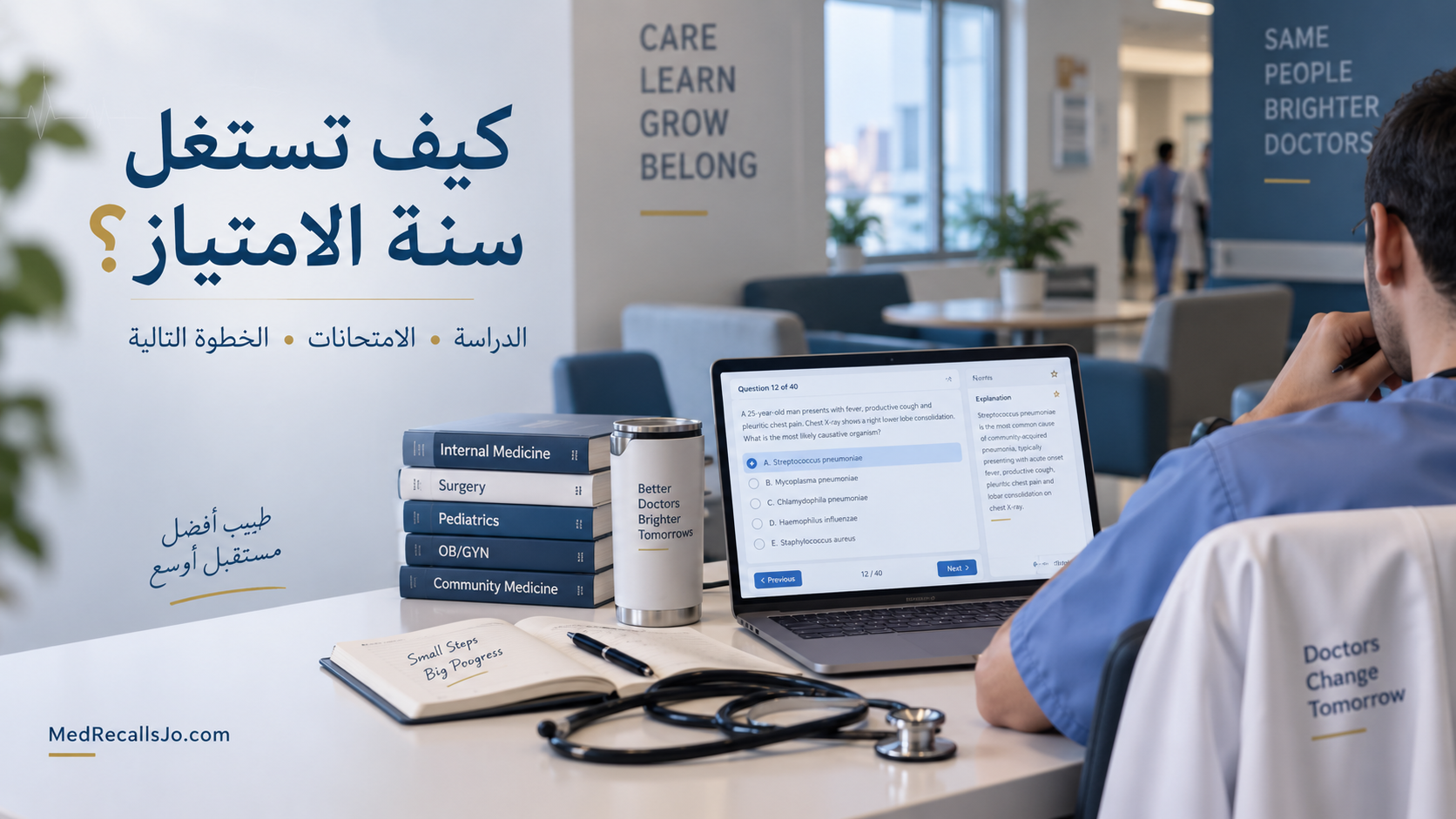 كيف تدرس في سنة الامتياز؟ دليلك لاجتياز امتحانات الاقامة والاختصاص للأطباء في الأردن